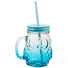 Баночка с ручкой и крышкой для коктейлей в форме совы градиент (стекло) (450мл) - 2