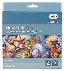 Карандаши цветные 24цв акварельные "Студия" худож., заточен.,карт.уп., ГАММА