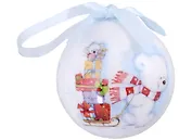 Елочный шар НГ Белый мишка (пластик) (7,5 см) (ПВХ Бокс)