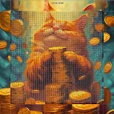 Алмазная мозаика "Кот с деньгами" 30*30 см