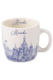 Кружка Москва Набережная (фарфор) (синий рисунок) (060-7-22)