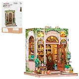 CWGC203 Конструктор интерьерный  – сборный домик CuteBee - Книжный магазин "Зелёная Жизнь", 196 деталей (материалы: дерево, картон, пластик, металл), со световыми эффектами (подсветка интерьера), с питанием от 2хААА батареек (не включены), серия DIY, возр