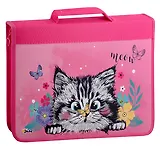 Папка для труда А4 "Котёнок в цветочках", картон, ручки