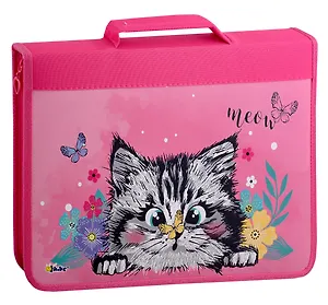 Папка для труда А4 "Котёнок в цветочках", картон, ручки - 0