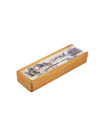 Пенал школьный 1отд. деревянный, крышка-линейка, инд.уп., ассорти