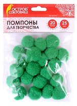 Помпоны для творчества зеленые (25 мм) (30 шт) (661447) (3+) (упаковка) (Остров сокровищ)