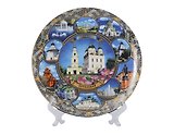 Тарелка декоративная с подставкой Панорама Кремля с лотосами (фарфор) (20см) (Астрахань) (20-KN1-82K3)