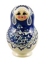 Матрешка-пузико 5 в 1 (Гжель, жемчуг) (13см) (М05-0013-5АУ)