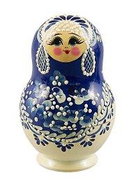 Матрешка-пузико 5 в 1 (Гжель, жемчуг) (13см) (М05-0013-5АУ)