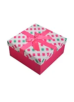 Коробка подарочная 18*18*8,5см, декор. бант, квадраты, розовый, картон, Хансибэг