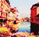 Алмазная мозаика ТМ Рыжий Кот (класс.) 30х40см (28цв) Дома у реки, с подрамником, с полным заполнением.ST955