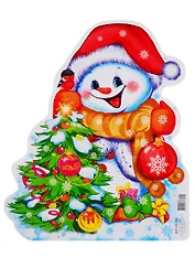 Мини-плакат "Снеговик с елкой"