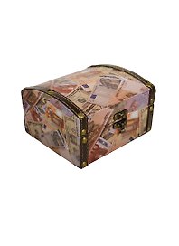 Шкатулка-сундучок дерево и искусственная кожа Купюры мира (13,5х15х9) (175265)