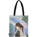 Сумка-шоппер Аниме Девушка с крыльями под зонтиком Сёдзё, цветная 40см.*32см.