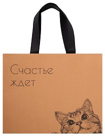 Пакет А4 28*35*11 "Счастье ждёт" крафт, горизонт., жен.