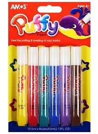Краски объемные "Puffy" в наборе 6 цв. с европодвесом (PUP10B6) (4+) (блистер)