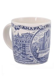 Кружка синяя Самара (фарфор) (350мл) (060-2-55)