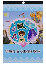 Раскраска с наклейками микс 8 видов, 13,6 х 20 см