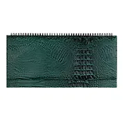 Планинг недат. 64л 390*180 "Аллигатор" зеленый, кожзам, тв.переплет, обл.поролон, офсет, настольный, откр.евроспираль, справ.мат-лы, ПВХ уп