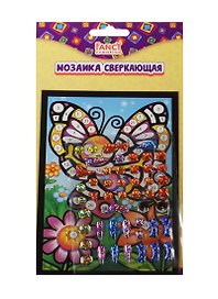 Мозаика сверкающая (FD080384) (картинка-основа/15х10см+самокл.сверк. стразы) (6 диз. ассорти) (3+) (упаковка)