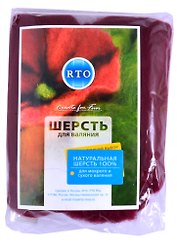 Шерсть для валяния РТО 30гр, тёмно-красная