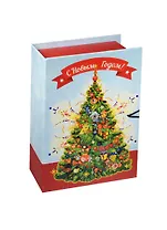 Шкатулка-книга с пуговицей картон Новогодняя елка S (18х12х5) (39267)