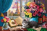 Холст с красками 30х40см по номерам (20 цв.) Котик в красочном кабинете (арт. Х-5559)