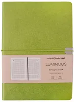Ежедневник недат. А5 136л "LUMINOUS" зеленое сияние, иск.кожа, интегр.переплет, торец в цвет обл, на резинке, тонир.блок, ляссе