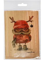 Открытка деревянная НГ Совушка с шаром (Инга Пальцер)