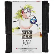 Маркеры 12цв "Step 1", сумка-органайзер, Sketchmarker