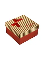 Коробка подарочная 11*11*6,5см, декор. бант, полоска, бордо,картон,  Хансибэг