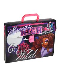 Портфель пластиковый А4 "Monster High" на замке, с ручкой, Академия Групп