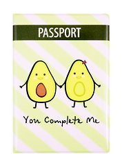 Обложка для паспорта Авокадо You complete me (ПВХ бокс) (ОП2020-234)