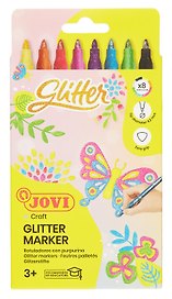 Фломастеры «Glitter» Carioca, 8 цветов, с блестками, смываемые