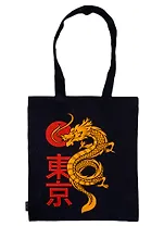 Сумка-шоппер Дракон Токио, черная (текстиль) (40х32) (СК2022-233)