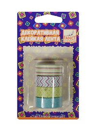 Лента FANCY клейкая декоративная Узоры, 12мм x 3м х 4шт