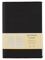 Ежедневник недат. А5 192л "Today" черный, иск.кожа, интегр.переплет, тонир.блок, тисн.фольгой, евроспираль, офсет