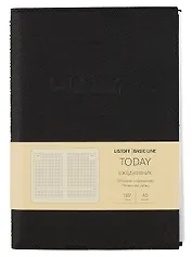 Ежедневник недат. А5 192л "Today" черный, иск.кожа, интегр.переплет, тонир.блок, тисн.фольгой, евроспираль, офсет