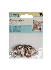 Набор для творчества, Набор бусин Craft Deco, 2 сердца , 3см + 2 бусины, 1см