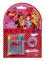 Мелки для тела 06цв неоновые, с блестками, аппликатор, блистер, WINX