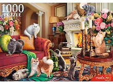 Пазл «Британские кошки в гостиной» 1000 элементов, Рыжий Кот