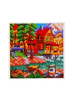 Набор для творчества, Рыжий Кот, Алмазная мозаика Лесной дом у озера, 20х20см c подр., с полн. заполн. (класс.),27цв. AC20066