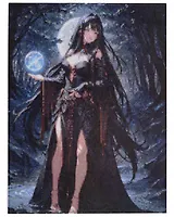 Алмазная мозаика (классическая) с подрамником, с полным заполнением "Темная жрица", 30 х 40 см