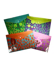 Папка-конверт А4 на кнопке "Деревца", пластик 0,18мм, ассорти, Yalong