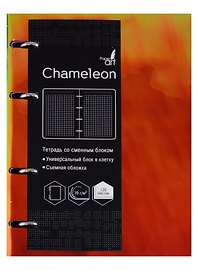 Тетрадь на кольцах «CHAMELEON. Красный» 120 листов в клетку, А5, сменный блок - Listoff