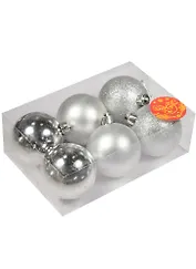 Набор шаров (6шт) (6см) Серебряный блеск пластик