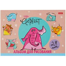 Альбом для рисования «Little Elephant» Hatber А4, 24 листа, скрепка, в ассортименте