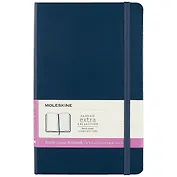 Книга для записей А5 120л лин./нелин. "CLASSIC DOUBLE Large" тв.обл., синий, ляссе, инд.уп., Moleskine