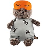 Мягкая игрушка Басик в сером комбинезоне и маске для сна (19 см)