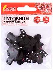 Пуговицы декоративные Кошечки (27х18 мм) (16 шт) (661415) (3+) (дерево) (упаковка) (Остров сокровищ)